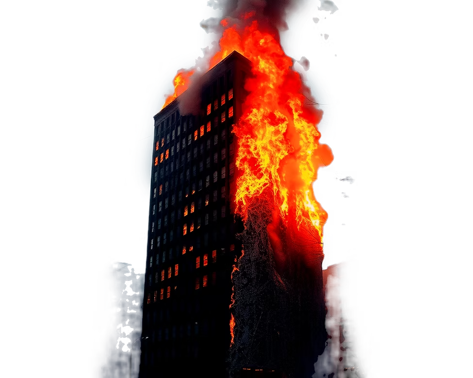 Burning city artwork